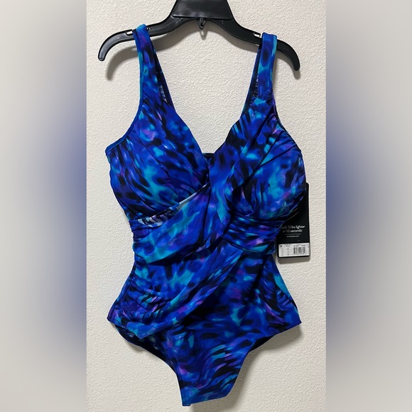 Miracle Suit Revele Blue- One Piece Swimsuit- padded Straps & Draped Silhouette - Picture 6 of 14